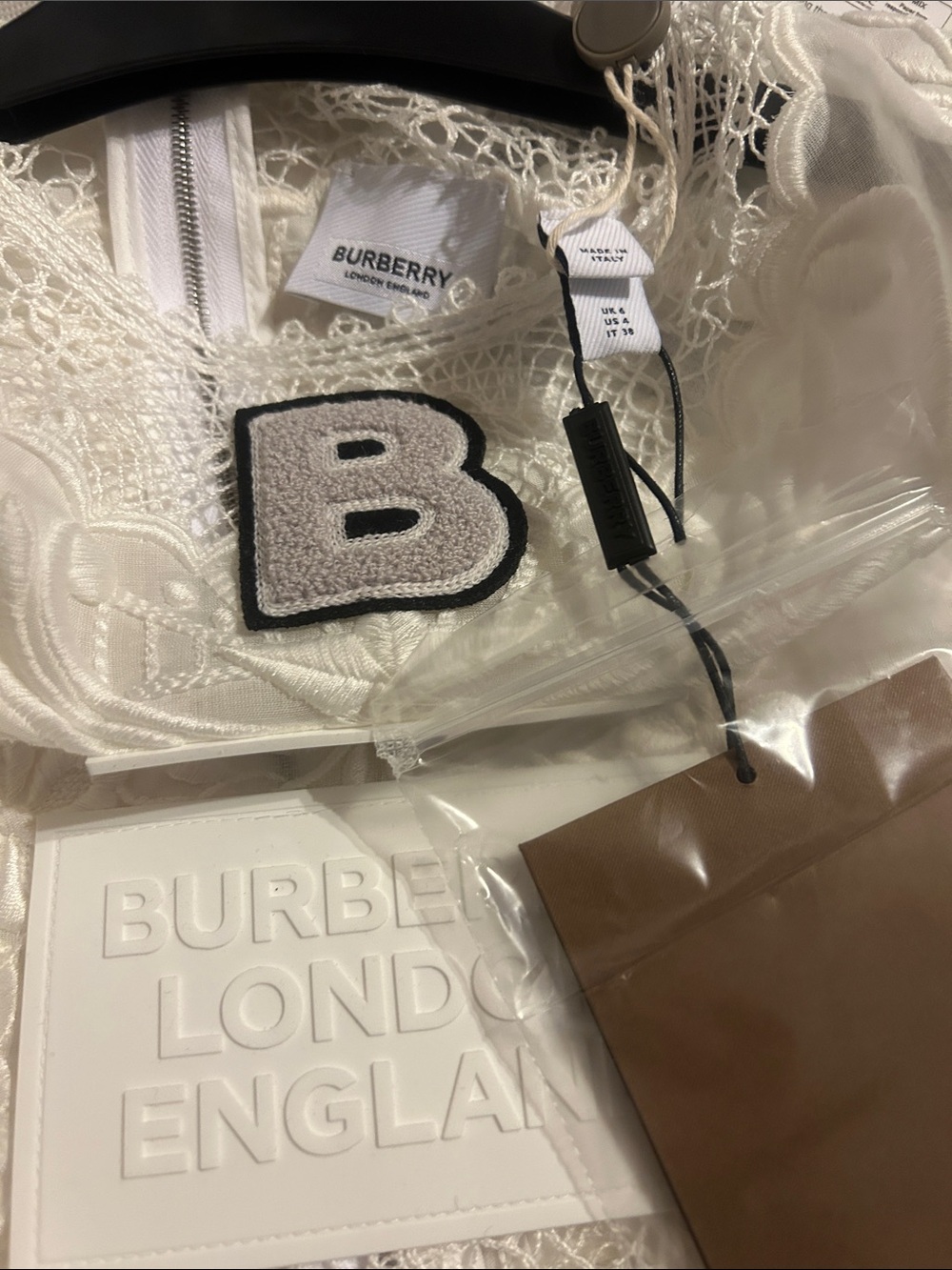 BURBERRY Appliquéd cutout cotton-voile and crocheted lace Maxi Dress MSRP $13900 - Picture 7 of 13